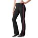 Plus Size Women's Stretch Cotton Side-Stripe Bootcut Pant by Woman Within in Black Raspberry Sorbet (Size S)