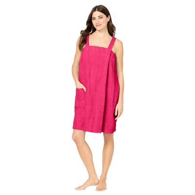 Plus Size Women's Dreams & Co.® Terry Towel Wrap by Dreams & Co. in Pink Burst (Size 30/32) Robe