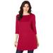 Plus Size Women's Boatneck Ultimate Tunic with Side Slits by Roaman's in Classic Red (Size 30/32) Long Shirt