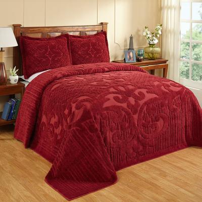 Ashton Collection Tufted Chenille Bedspread by Better Trends in Burgundy (Size KING)