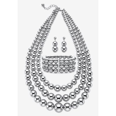 Women's Silver Tone Necklace Set by PalmBeach Jewe...