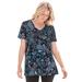 Plus Size Women's Perfect Printed Short-Sleeve V-Neck Tee by Woman Within in Black Paisley (Size M) Shirt