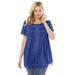 Plus Size Women's Lace-Trim Pintucked Tunic by Woman Within in Ultra Blue (Size L)