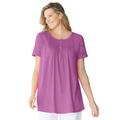 Plus Size Women's Short-Sleeve Pintucked Henley Tunic by Woman Within in Pretty Orchid (Size 18/20)