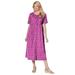 Plus Size Women's Button-Front Essential Dress by Woman Within in Raspberry Pretty Blossom (Size S)