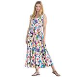 Plus Size Women's Pintucked Sleeveless Dress by Woman Within in White Poppy Blossom (Size 4X)