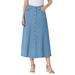 Plus Size Women's Perfect Cotton Button Front Skirt by Woman Within in Light Stonewash (Size 20 WP)