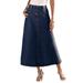 Plus Size Women's Complete Cotton A-Line Kate Skirt by Roaman's in Indigo Wash (Size 16 W) 100% Cotton Long Length