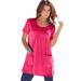 Plus Size Women's Two-Pocket Soft Knit Tunic by Roaman's in Pink Burst (Size M) Long T-Shirt