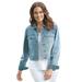 Plus Size Women's Stretch Denim Jacket by Woman Within in Light Wash Sanded (Size 18 W)