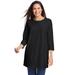 Plus Size Women's Perfect Three-Quarter Sleeve Crewneck Tunic by Woman Within in Black (Size 30/32)