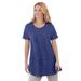 Plus Size Women's Embroidered Eyelet Pintucked Tunic by Woman Within in Ultra Blue (Size M)