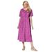 Plus Size Women's Button-Front Essential Dress by Woman Within in Raspberry Pretty Blossom (Size L)