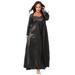 Plus Size Women's The Luxe Satin Long Peignoir Set by Amoureuse in Black (Size 3X) Pajamas