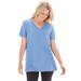 Plus Size Women's Perfect Short-Sleeve V-Neck Tee by Woman Within in French Blue (Size 5X) Shirt