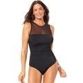 Plus Size Women's Mesh High Neck One Piece Swimsuit by Swimsuits For All in Black (Size 8)