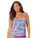 Plus Size Women's Flared Tankini Top by Swimsuits For All in White Multi (Size 10)