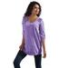 Plus Size Women's Cotton Slub Lace Tunic by Roaman's in Vintage Lavender (Size L)