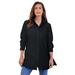 Plus Size Women's Kate Tunic Big Shirt by Roaman's in Black (Size 44 W) Button Down Tunic Shirt
