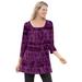 Plus Size Women's Tie-Dye Smocked Square-Neck Tunic by Woman Within in Plum Purple Tie Dye (Size 22/24)