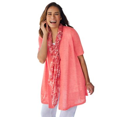 Plus Size Women's Lightweight Open Front Cardigan by Woman Within in Sweet Coral (Size 3X) Sweater