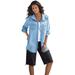 Plus Size Women's Hooded Denim Big Shirt by Roaman's in Bleach (Size 30 W)