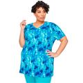 Plus Size Women's Easy Fit Short Sleeve V-Neck Tunic by Catherines in Blue Rain (Size 2XWP)