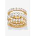 Women's Yellow Gold-Plated 3-Piece Stackable Ring by PalmBeach Jewelry in Cubic Zirconia (Size 8)