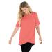 Plus Size Women's Perfect Cuffed Elbow-Sleeve Boat-Neck Tee by Woman Within in Sweet Coral (Size M) Shirt