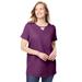 Plus Size Women's Perfect Short-Sleeve Keyhole Tee by Woman Within in Plum Purple (Size 34/36) Shirt