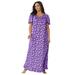 Plus Size Women's Long Floral Print Cotton Gown by Dreams & Co. in Plum Burst Bouquet (Size L) Pajamas