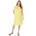 Plus Size Women's Perfect Short-Sleeve Crewneck Tee Dress by Woman Within in Primrose Yellow (Size 1X)