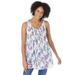 Plus Size Women's Sleeveless Pintuck Gauze Shirt by Woman Within in White Painterly Paisley (Size 30/32)