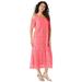 Plus Size Women's Cold-Shoulder Lace Dress by Roaman's in Salmon Rose (Size 22/24)