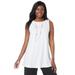 Plus Size Women's Knit Tunic Tank by The London Collection in White (Size 14/16) Wrinkle Resistant Stretch Knit Long Shirt