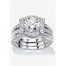 Women's Cubic Zirconia Round Bridal Ring Set in Platinum over Sterling Silver by PalmBeach Jewelry in Silver (Size 5)