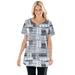 Plus Size Women's 7-Day Print Patchwork Knit Tunic by Woman Within in Black Geo Patchwork (Size 18/20)