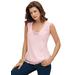 Plus Size Women's Lace Trim Satin Tank by Denim 24/7 in Soft Blush (Size 32 W)