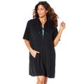 Plus Size Women's Alana Terrycloth Cover Up Hoodie by Swimsuits For All in Black (Size 26/28)