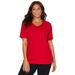 Plus Size Women's Suprema® Crochet V-Neck Tee by Catherines in Classic Red (Size 0X)