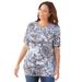 Plus Size Women's Ethereal Tee by Catherines in Black White Print (Size 3XWP)