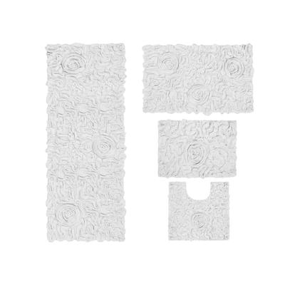 Bellflower 4-Pc. Bath Rug Set Ivory by Home Weavers Inc in White (Size 4 RUG SET)