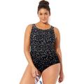 Plus Size Women's Chlorine Resistant High Neck One Piece Swimsuit by Swimsuits For All in Engineered Dots (Size 34)