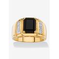 Men's Big & Tall Men's 18K Yellow Gold-plated Genuine Diamond and Black Onyx Ring by PalmBeach Jewelry in Diamond Onyx (Size 9)