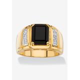 Men's Big & Tall Men's 18K Yellow Gold-plated Genuine Diamond and Black Onyx Ring by PalmBeach Jewelry in Diamond Onyx (Size 9)