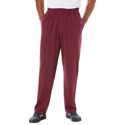 Men's Big & Tall Lightweight Jersey Open Bottom Sweatpants by KingSize in Heather Deep Burgundy (Size L)