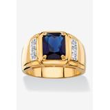 Men's Big & Tall Men's 18K Gold-plated Diamond and Sapphire Ring by PalmBeach Jewelry in Diamond Sapphire (Size 8)