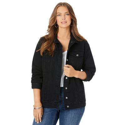 Plus Size Women's Boyfriend Stretch Denim Jacket by Roaman's in Black (Size 44 W)