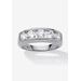 Men's Big & Tall Men's Platinum over Silver Cubic Zirconia Wedding Band Ring by PalmBeach Jewelry in Cubic Zirconia (Size 10)