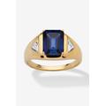 Men's Big & Tall Men's 18K Gold over Sterling Silver Sapphire and Diamond Accent Ring by PalmBeach Jewelry in Sapphire Diamond (Size 9)